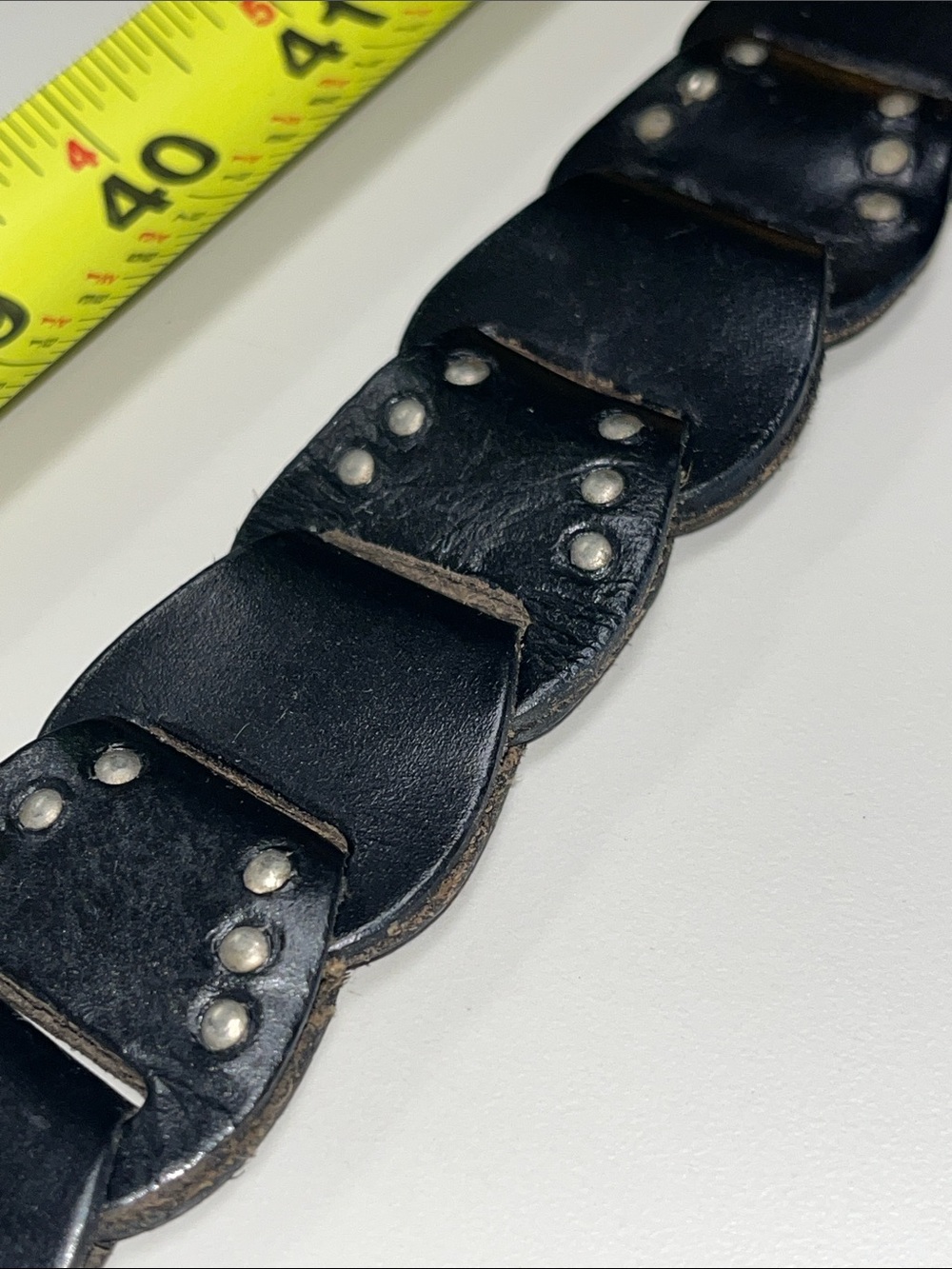 Source Unknown Black interlocking Braid Leather Belt w/Silver Buckle ML - Picture 11 of 15